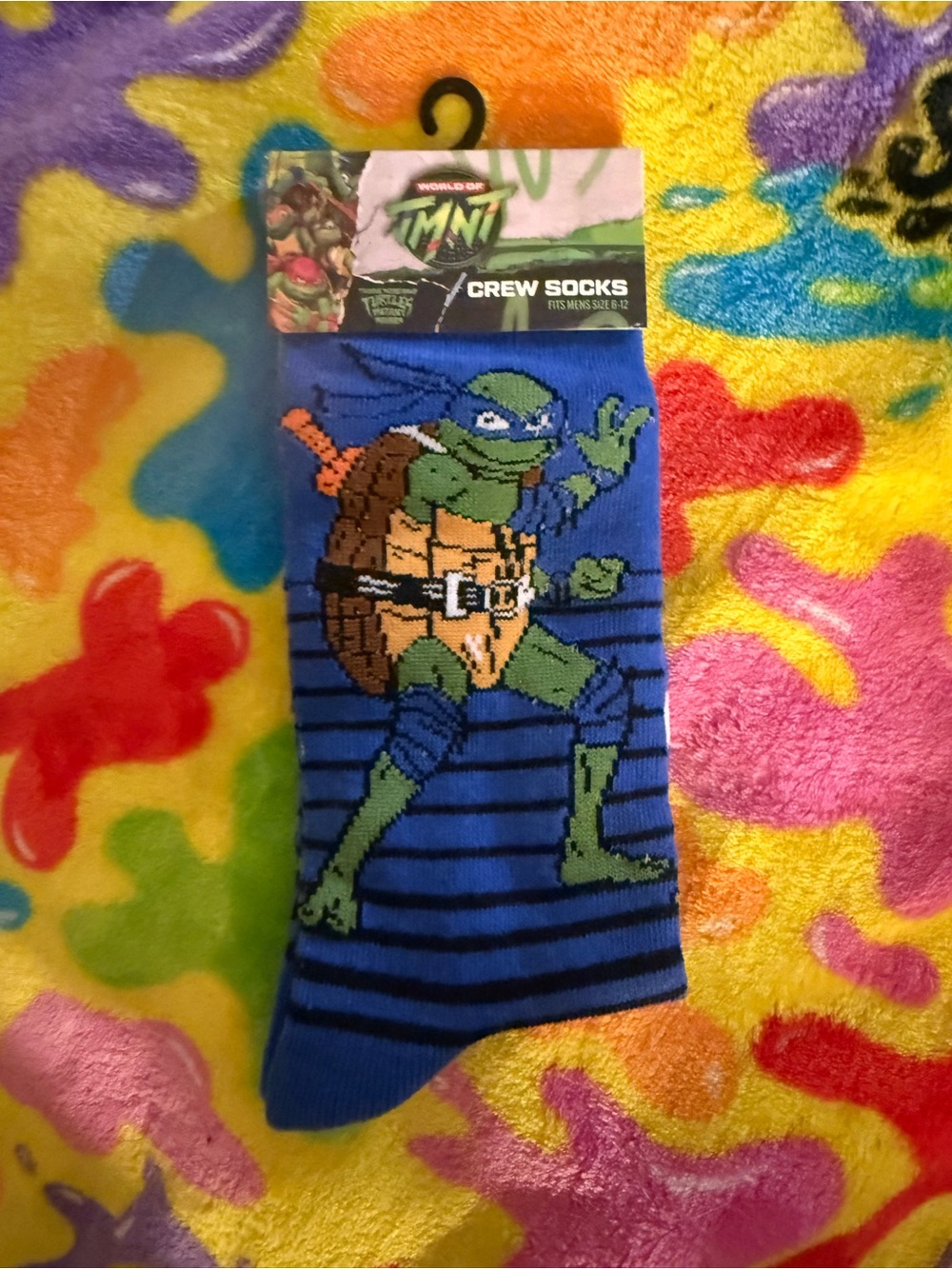 Teenage Mutant Ninja Turtles Blue Leonardo Crew Socks bnwt